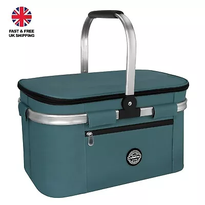 【SALE】27L Insulated Folding Picnic Camping Bag Hamper Cooler / Warmer Basket Box • £19.99