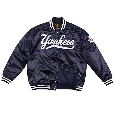 MLB New York Yankees 1999 Black Satin Jacket Full Snap-up Free Shipping • $95