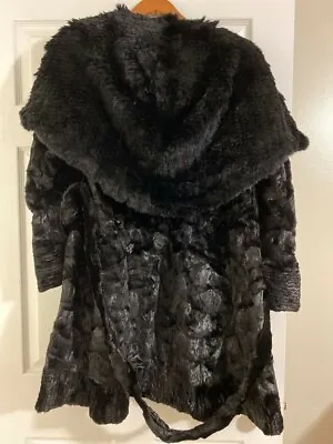 Mink Coat And Rabbit Hoody. Winter Coat. Outwear. Black. Excellent Condition • $499.55