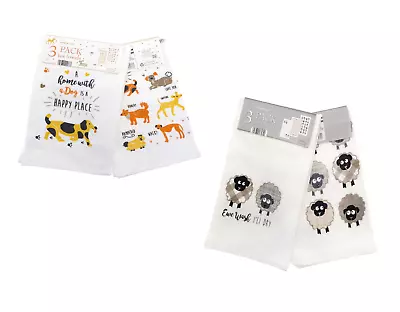 £5.99 • Buy Fun Slogan Gift Tea Towels Kitchen Teatowel Pack Of 3 Three Terry Tea Towels Set
