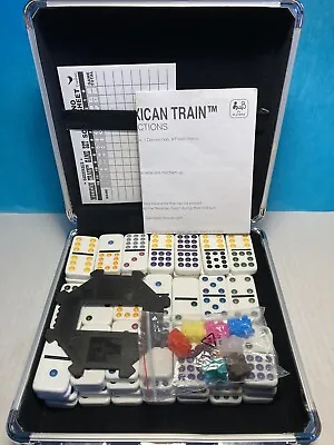 Cardinal Mexican Train Dominoes Game In Aluminum Carry Case 8 Trains 91 Dominoes • $16.34