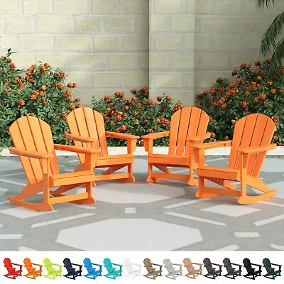 $659.99 • Buy 4PC Outdoor Indoor Patio Adirondack Rocking Chair Set All-Weather Poly Material