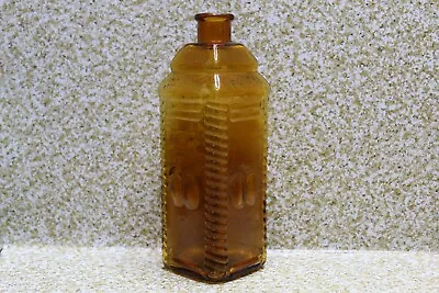 VINTAGE WHEATON NJ Amber Gold Sq. Glass Bottle BERRING'S PHILA. Apple Bitters • $7.50
