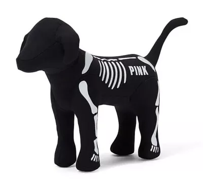 NEW VICTORIA'S SECRET PINK Skeleton Black Halloween Stuffed MINI DOG 2023 • $16.99