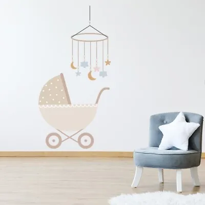 Baby Pram & Cot Mobile Nursery Wall Sticker WS-57848 • £12.98