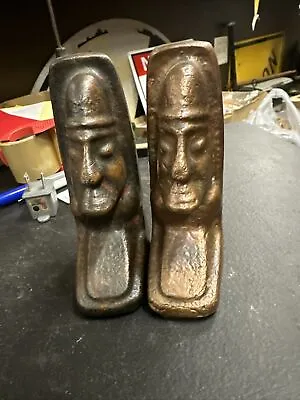 White Pine Copper Mine Old Cast Copper Ingot Indian Face 2 Book Ends • $225