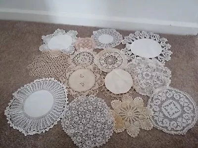 Collection Of Vintage Crochet And Lace Doilies X 14 • £12.50