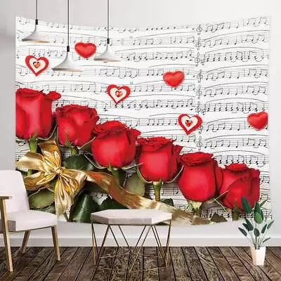 Rose Music Extra Large Tapestry Wall Hanging Flower Romance Background Fabric  • $13.36