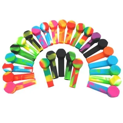 10 Pcs 3.4'' Mini Silicone Smoking Hand Pipe W/ Metal Bowl & Cap Lid Pocket Pipe • $22.77