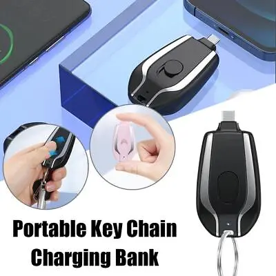 1500mAh Rechargeable Keyring Pockets Power Bank For Android IPhone USB Type-C • £4.55