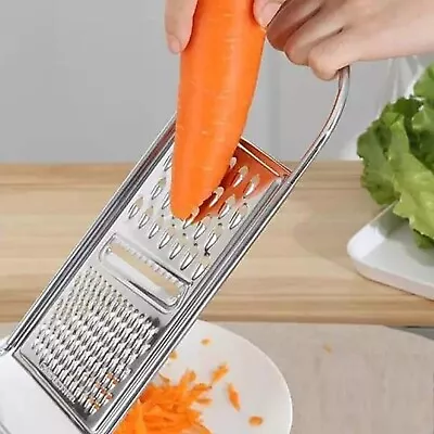 Flat 3 In 1 Stainless Steel Cheese Grater For Kitchen Non-Slip Handle And Base • £2.99