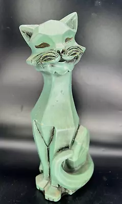 Cat Sitting Tail Mid Century Siamese 1961 Signed  Universal Statuary Cubist  11  • $36