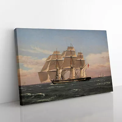 Najaden Ship Under Sail By Christoffer Wilhelm Eckersberg Canvas Wall Art Print • £24.95