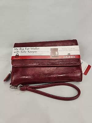 BIG FAT WALLET Mundi Women VEGAN Faux Leather Ladies Wristlet Wine 0XQ1 NWT • $21.99