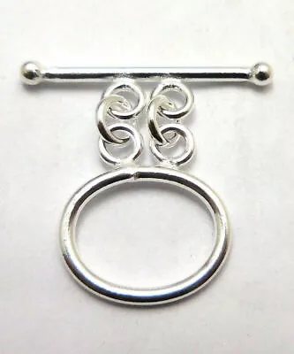 6 Set 18x28mm Toggle Clasp 2 Strand Sterling Silver Plated 582 Mtt-155 • $6.99