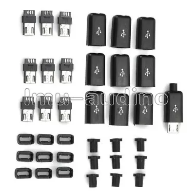 10pcs Micro USB Type B Male Plug Connector Kit With Plastic Cover For DIY • $1.08