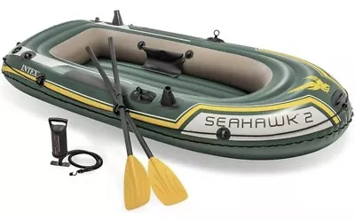 Intex Seahawk 2-Person Floating Boat Inflatable 1 Pump 2 Oars 7Ft 9” X 3ft 9” • $69