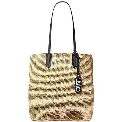 Michael Kors Women's Eliza Large Straw Tote Bag With Pouch Natural   Black • $268.20