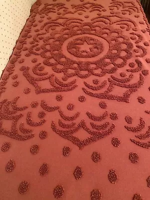 Vintage Cotton Solid Reddish Color Chenille Twin Bedspread • $19.50