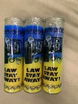 7 Day Glass Assorted Religious Candle - Velas Law Stay Away  3 Pcs • $29.99