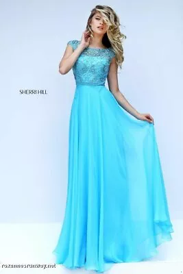 Sherri Hill 50132 Blue Pageant Prom Gown Dress Sz 12 • $204.75