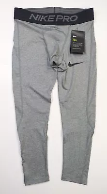 Nike Pro Mens Dri 3/4 Training Compression Tight Pants Grey BV5643 085 Sz Small • $24.99