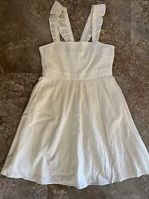 Madewell Midi Dress Womens Size 0 Or XXS Sleeveless Ruffles Cream Pockets • $21