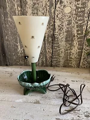 VTG Unusual MCM Starburst TV Lamp Plastic Cone Shade Flower Pottery Base~ Works • $40