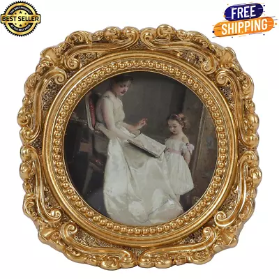 Small Vintage 3X3 Round Picture Frame Mini Antique Ornate Circle Photo Frame T • $17.99