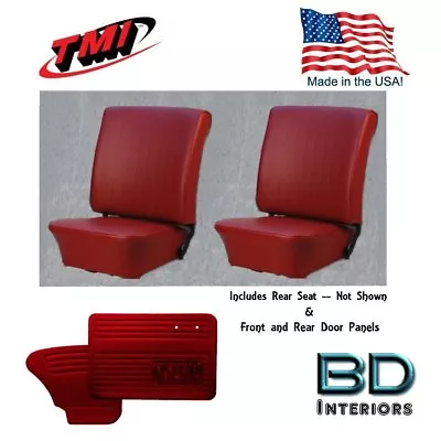 1958 - 1964 VW Volkswagen Bug Beetle Red Slip On Seat Upholstery + Door Panels • $635.39