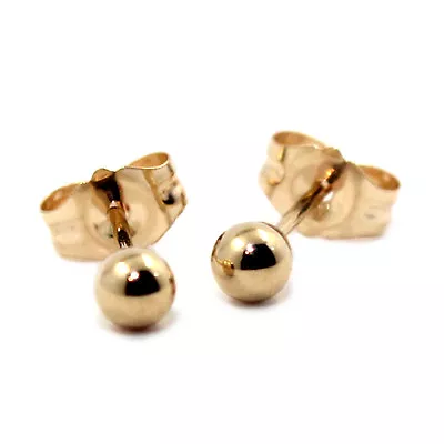 Genuine Pure Solid 9k Yellow Gold 3mm Ball Studs Earrings • $49