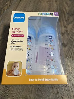X2 MAM Easy To Hold Baby Bottles 11oz EA Fast Flow 4+M BPA/BPS-Free Flat Soft Ni • $16.99
