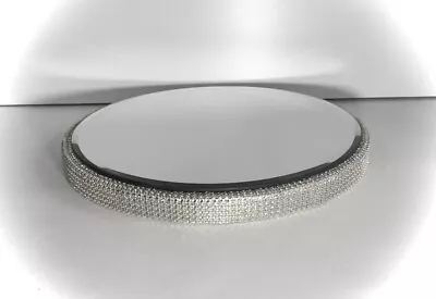 12  Round Mirror Top Plate Wedding Table Centrepieces SILVER Crystal EFFECT Trim • £9.99