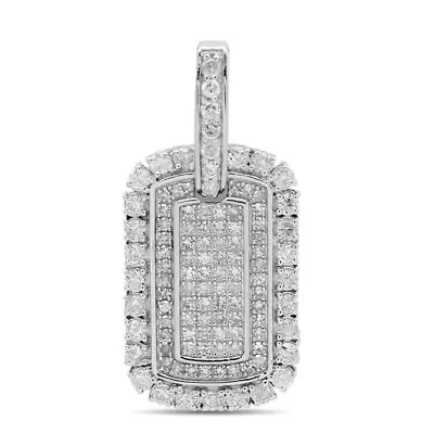 Men's 1.20 CT Round Cut Moissanite Dog Tag Pendant Real 925 Sterling Silver • $126.38