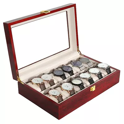 3/6/10/12 Grids Watch Box Display Jewelry Organizer Storage Holder Gift For Men • £12.99