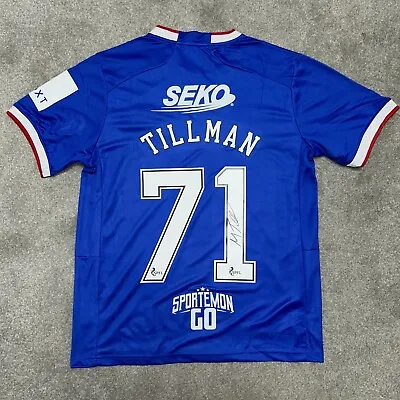 £60 • Buy Malik Tillman Signed Rangers 2022/23 Home Shirt With COA And Photo Proof