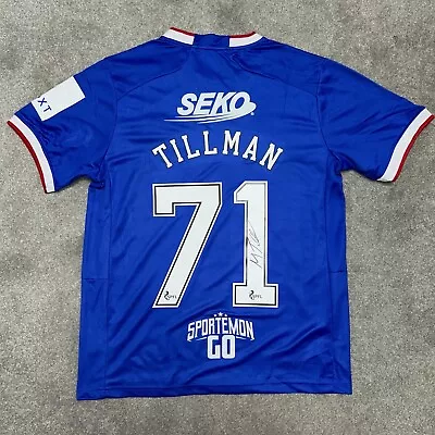 £60 • Buy Malik Tillman Signed Rangers 2022/23 Home Shirt With COA And Photo Proof