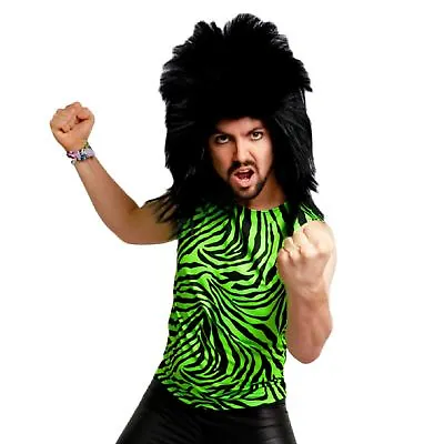 Neon 80's Heavy Metal GLAM Rock Bon Jovi Green Zebra Spandex Costume Tank Top • $29.99