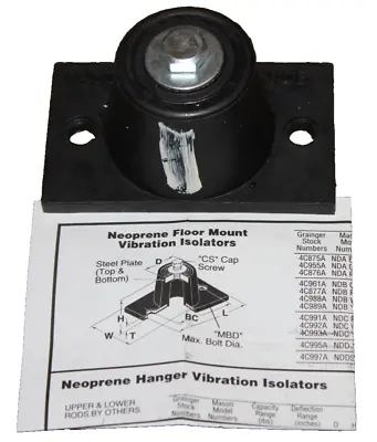 Mason 4C988A Floor Mount Vibration Isolators Neoprene 190 To 380 Lb Capacity • $21.77