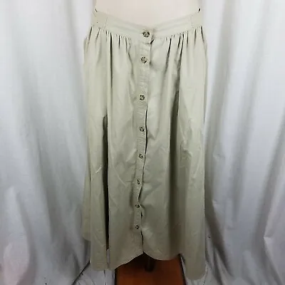 Vintage Chaus Gathered Hippie Boho Maxi Twirl Button Front Skirt Womens 14 80s • $29.99