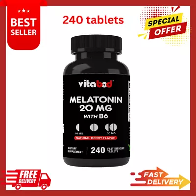 Melatonin 20mg High Potency Natural Sleep Aid Berry Flavor 240 Fast Dissolve TAB • $12.20