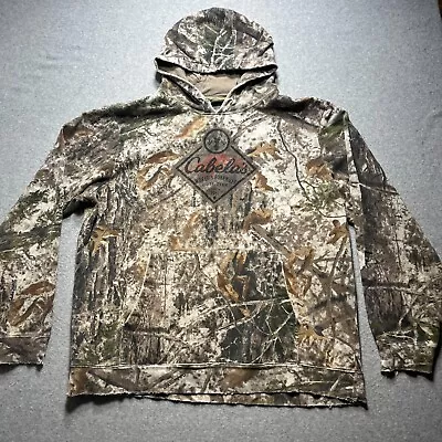 Cabelas Hoodie Mens XL Green Camouflage Pullover Hunting Woodland Logo • $19.88