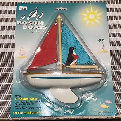 Vintage 1996 BOSUN BOATS By Reeves 7  Sailing Yacht Sail Boat Model Toy Antique  • $24.99