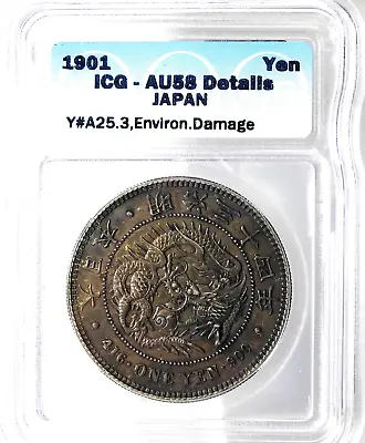 $68 • Buy 1901 Japan Silver Yen Certified By ICG AU58 Details Environmental Damage (441)