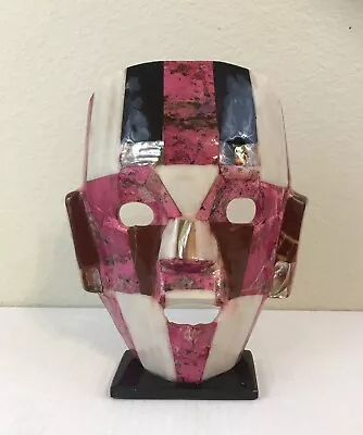 Mexican Art Aztec Mayan Burial Death Mask Pink Abalone Mother Pearl Onyx • $29.99