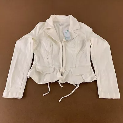 GUESS Women's Size Large White CECILA Lace-Up Peplum Blazer NWT • £24.21