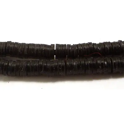 Black Vulcanite  Vinyl  Heishi Trade Beads 3mm • $10