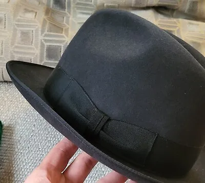 Vintage 1940/50s Botta Fedora Hat Black Size 58 Marca Depositata • $40