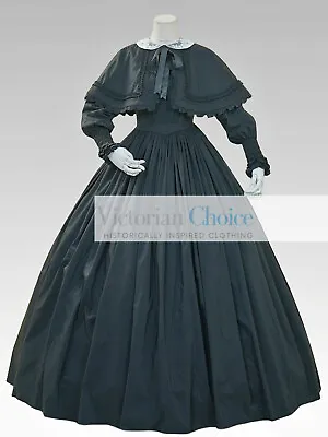 Black Victorian Dickens 1860s Civil War Little Women Dress Reenactor Costume 717 • $255