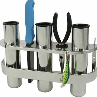  Stainless Steel 3 Tube Outrigger Rod Holder Tackle 3 Rack Holder Solid Fishing • $46.45
